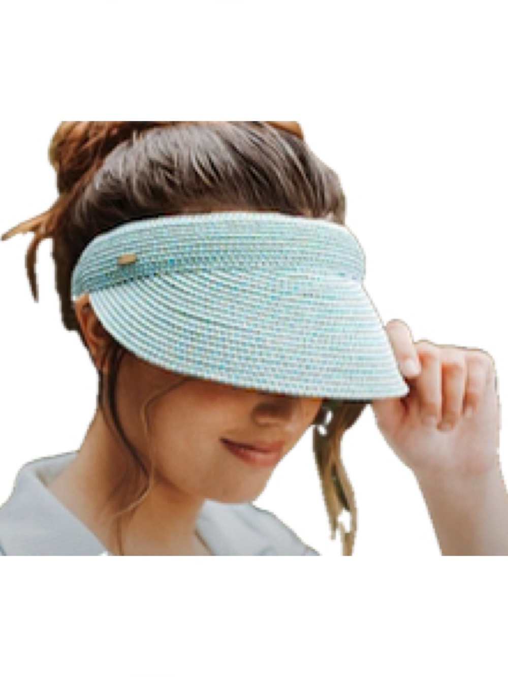 Scala Raffia Braided Visor in Sea Foam